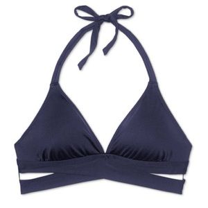 🏝☀️Blue Faux Wrap Halter Bikini Top Kona Sol☀️🏝